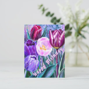 Birthday Card with Colourful Tulips