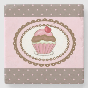 Birthday card with cupcake stone coaster