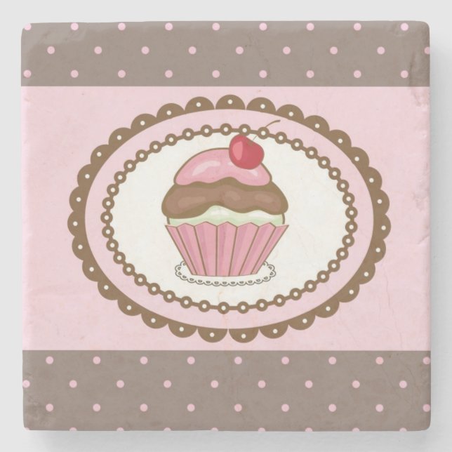 Birthday card with cupcake stone coaster (Front)