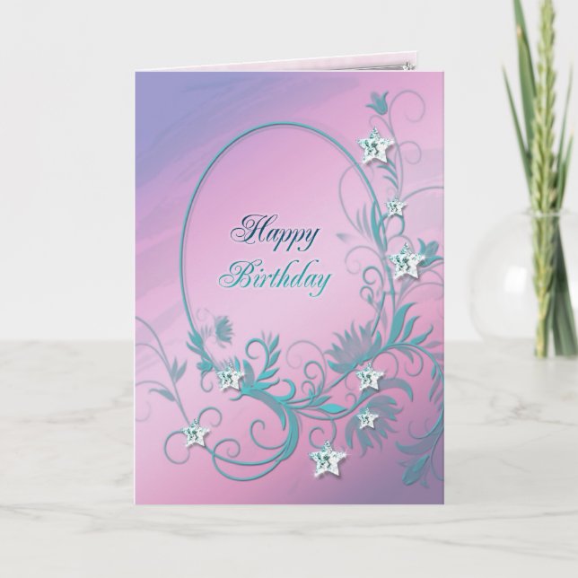 Birthday card with diamond stars (Front)