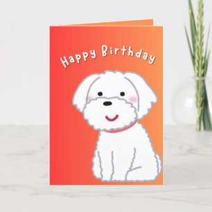 Birthday Card with Dog Graphic, Orange