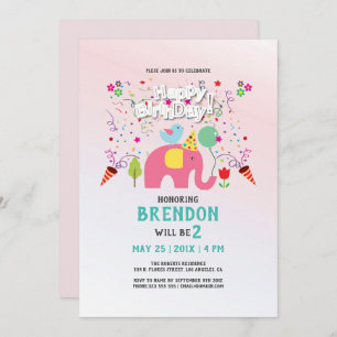 Birthday card with elephant and bird