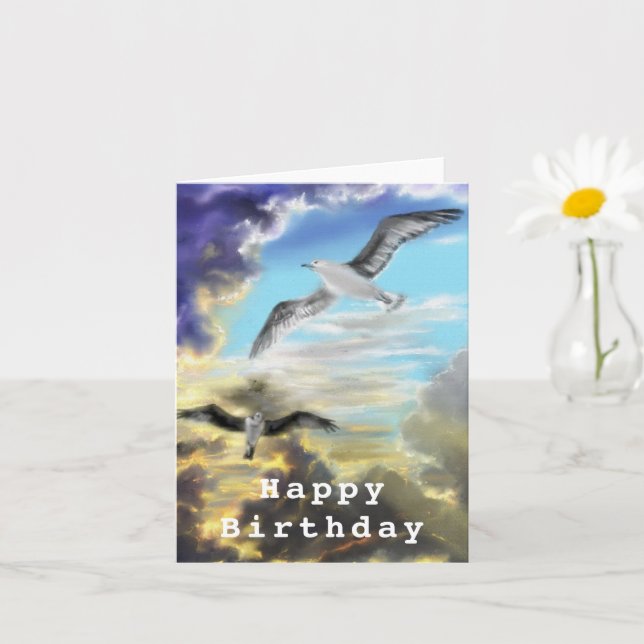 Birthday Card with Flying Birds (Small Plant)