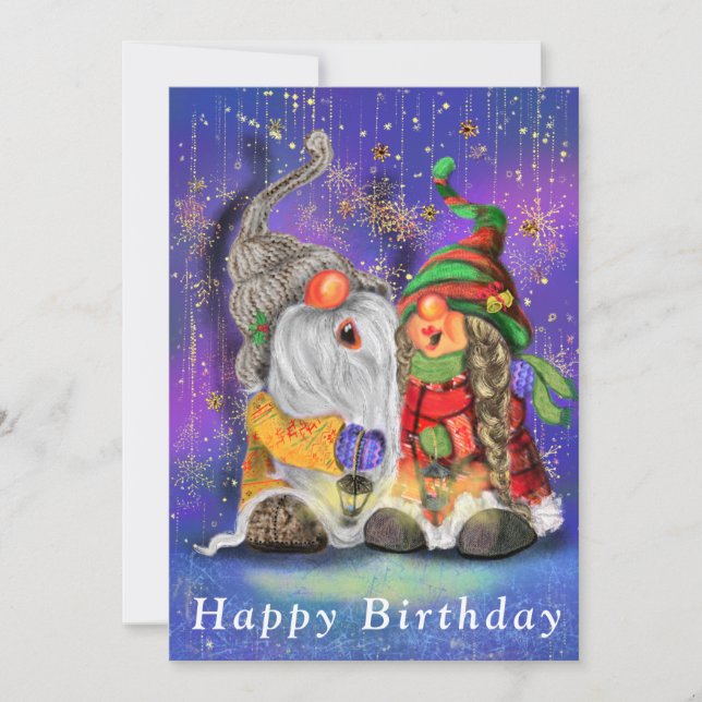 Birthday Card with Happy Singing Couple Gnome (Front)