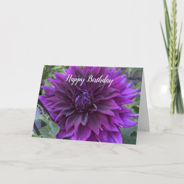 Birthday card with purple dahlia (Front)