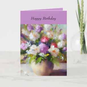 Birthday Card with Purple Floral Design