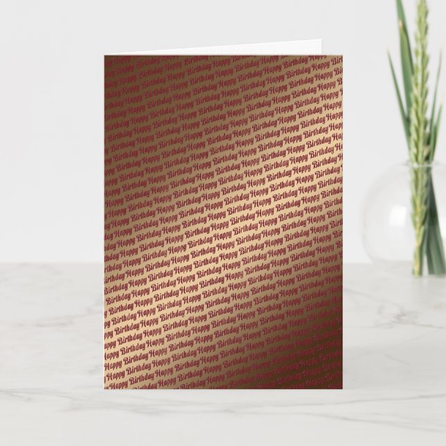 Birthday card with repeating self-coloured text (Front)