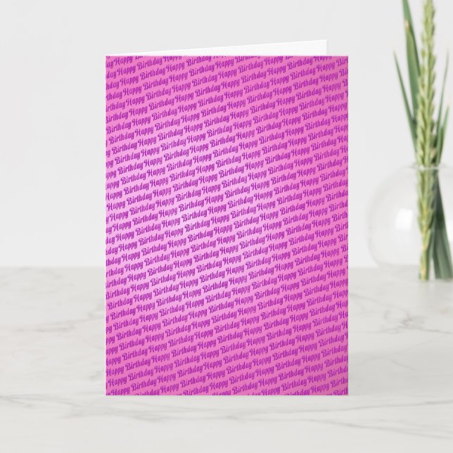Birthday card with repeating self-coloured text (Front)