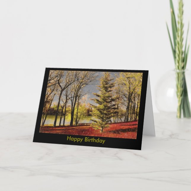 Birthday Card with River Bank and Trees (Front)