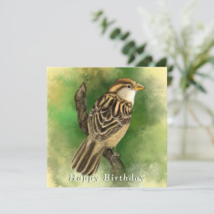 Birthday Card with Sparrow