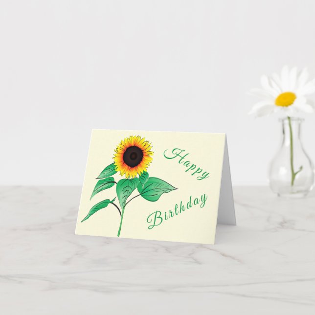 Birthday Card with Sunflower - Your Text - Colour (Small Plant)