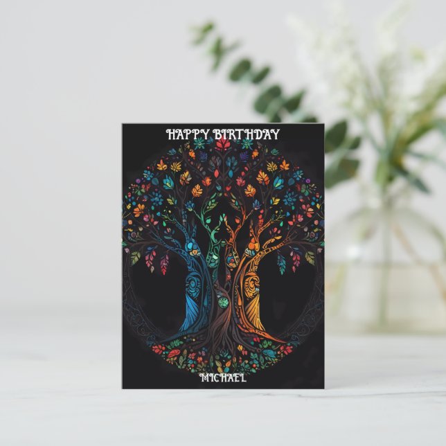 Birthday Card with Tree in full color Invitation (Standing Front)