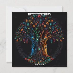 Birthday Card with Tree in full colour Invitation