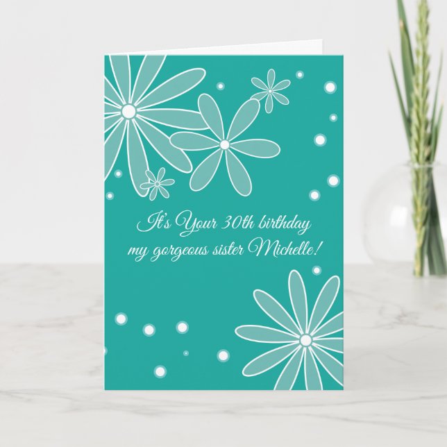 Birthday Card with Turquoise Flower (Front)