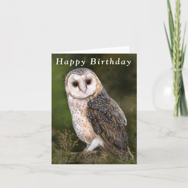 Birthday Card with Western Barn Owl (Front)