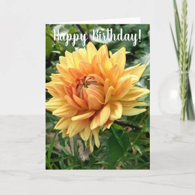 Birthday card with yellow dahlia (Front)