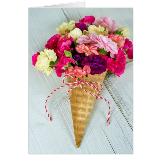 birthday carnation bouquet in waffle cone (Front)
