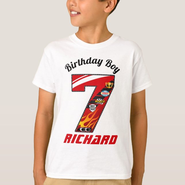 Birthday cars 7, Racing Birthday Seventh T-Shirt (Front)