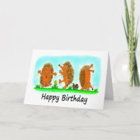 Birthday Cartoon Caricature of Dancing Hedgehogs