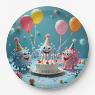 Birthday Cartoon Germ Party Fun Paper Plate