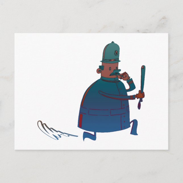 Birthday Cartoon Policeman Greeting Card (Front)