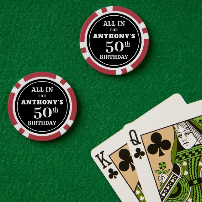 Birthday Casino Poker Theme Personalised Custom Chips (Poker Table (Double))