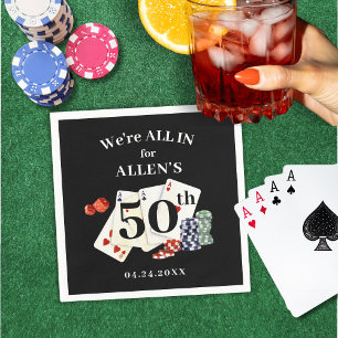 Birthday Casino Poker Vegas Personalised Napkin