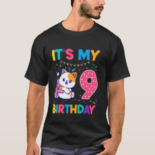 Birthday cat 9 years old Kitten kitty 9th Birthday T-Shirt