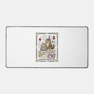 Birthday Cat Cat Birthday Age Vintage Vector Art S Desk Mat