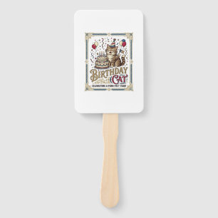 Birthday Cat Cat Birthday Age Vintage Vector Art S Hand Fan