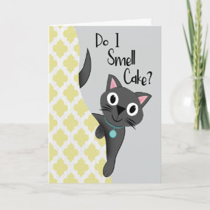 Birthday Cat Do I Smell Cake Card
