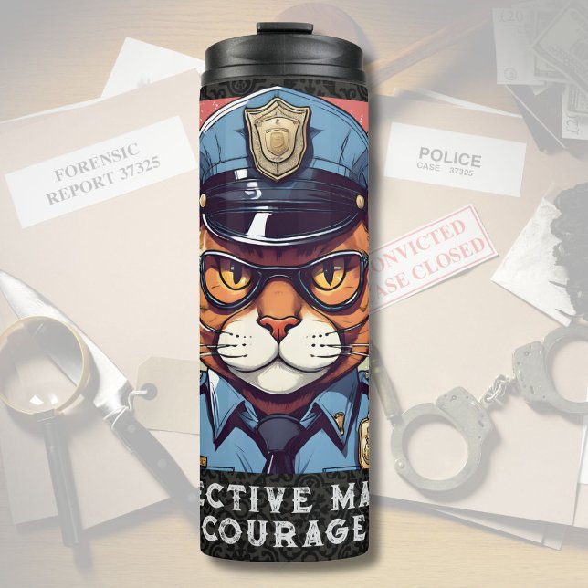 Birthday Cat Gifts for Police Officers Dad Husband Thermal Tumbler (Birthday Cat Gifts for Police Officers Dad Husband)