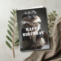 Birthday Cat Pilot Aviator Cool Funny Aviation