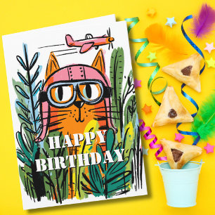 Birthday Cat Pilot Funny Aviator Cool Aviation Card