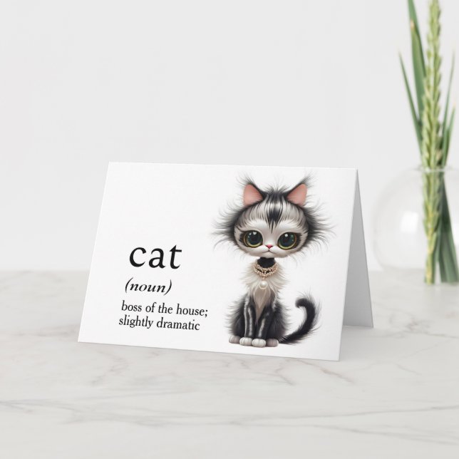 Birthday Cat With Pearl Necklace  Card (Front)