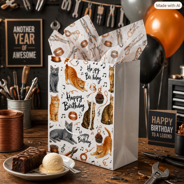 Birthday Cats with Copper Wire Tools  Men’s  Medium Gift Bag (Creator Uploaded)