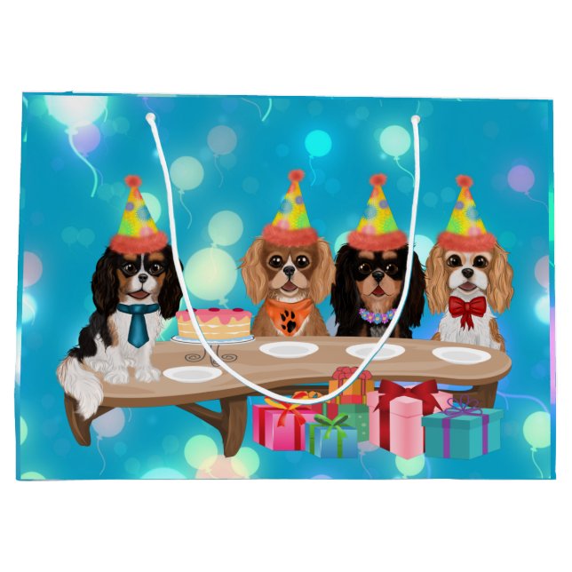 Birthday Cavalier King Charles Spaniel  Large Gift Bag (Back)