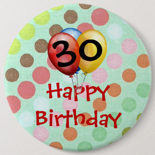 Birthday Celebration "30" Button Template