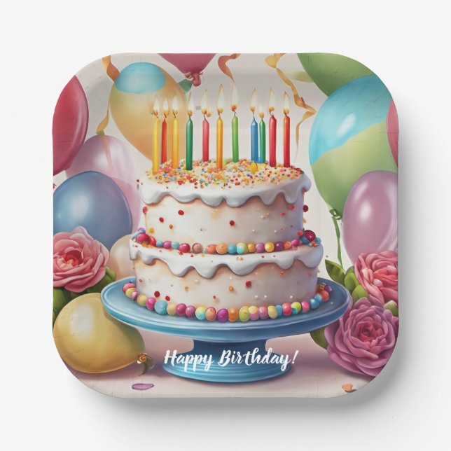 Birthday Celebration 7-inch Paper Plates (Front)