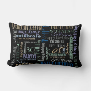 Birthday Celebration! Cool Custom NAME and AGE Lumbar Cushion