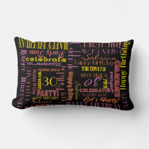 Birthday Celebration! Duel Custom NAME and AGE Lumbar Cushion