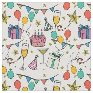 birthday celebration party balloons cake champagne fabric