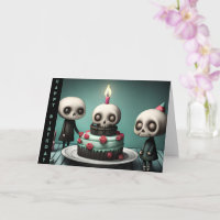 Birthday celebration party cake skeleton friends 