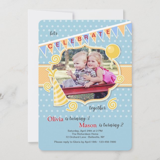 Birthday Celebration Photo Frame Invitation (Front)
