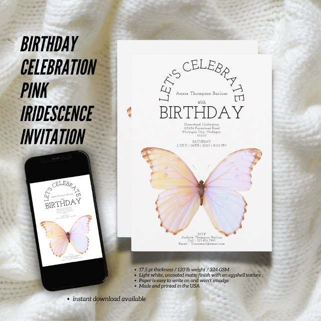 Birthday Celebration Pink Iridescence Invitation (The Butterfly Studio
Birthday Celebration Pink Iridescence Invitation)