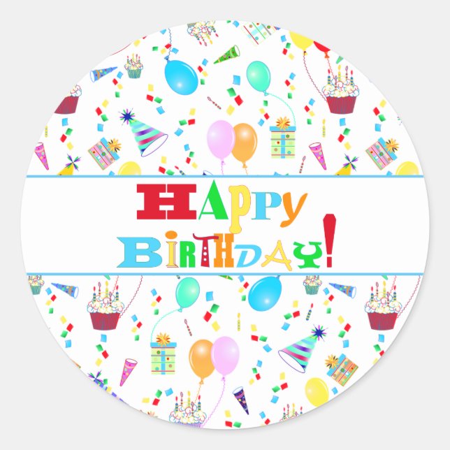 Birthday Celebration  Scavenger Hunt Party Classic Round Sticker (Front)