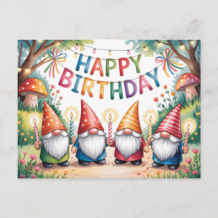 Birthday Celebration with a Group of Garden Gnomes Postcard