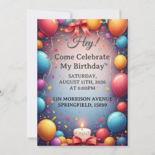 Birthday Celebration With Balloons Invitation