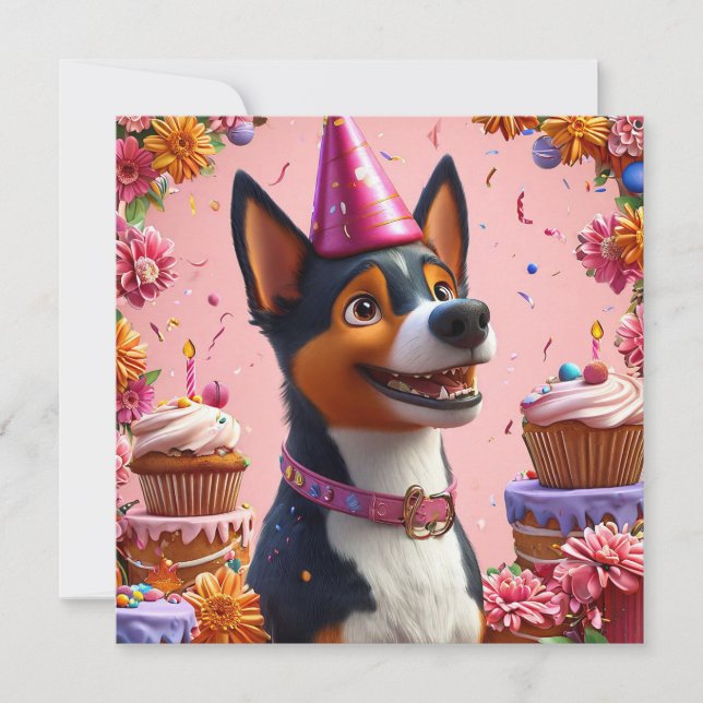 Birthday Celebration With Happy Dog Invitation (Front)