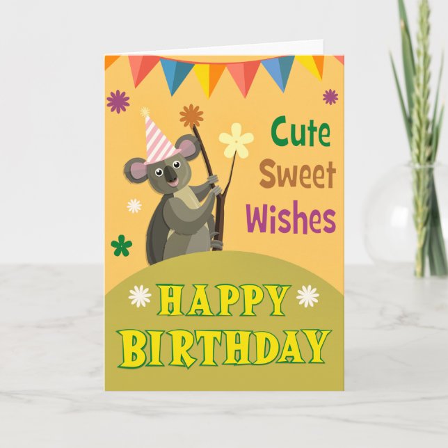 Birthday Celebration with Koala Greeting Card (Front)